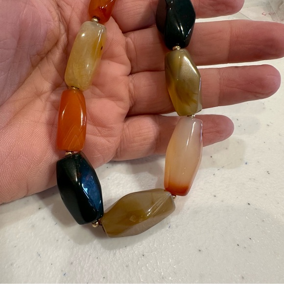 Gorgeous Multi Gemstone Genuine Necklace- orange, ivory, black - Agate - Picture 9 of 13
